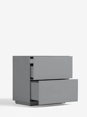 Grey Sloane Glass Collection Luxe 2 Drawer Wide Bedside Table - Image 7 of 10