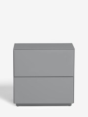 Grey Sloane Glass Collection Luxe 2 Drawer Wide Bedside Table - Image 8 of 10