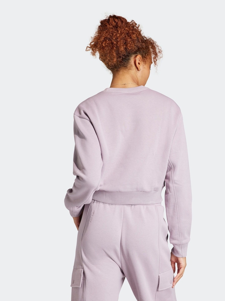 adidas Purple Sportswear All Szn Fleece Crop Sweatshirt - Image 2 of 8