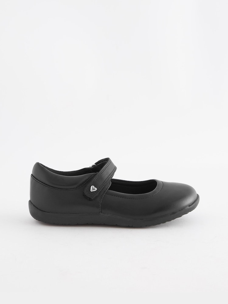 Black Standard Fit (F) Leather Junior Mary Jane Shoes - Image 2 of 5