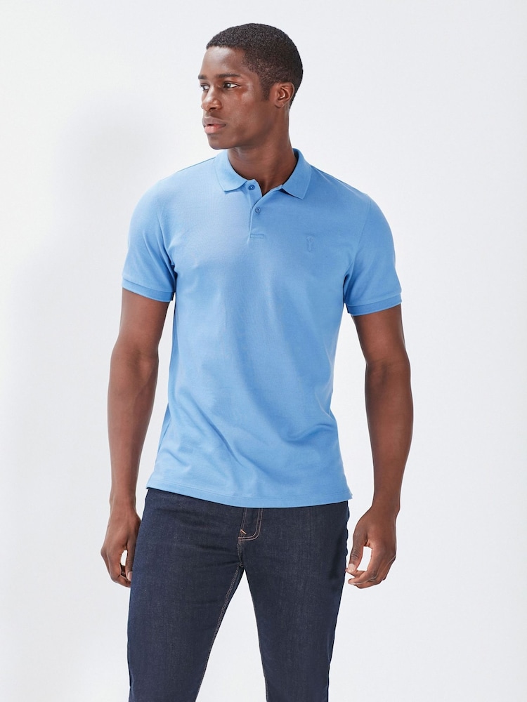 Blue Cornflower Regular Fit Short Sleeve Pique Polo Shirt - Image 1 of 5