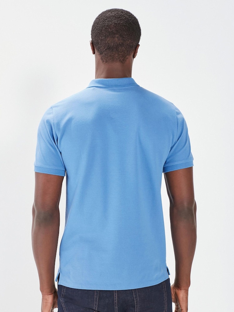 Blue Cornflower Regular Fit Short Sleeve Pique Polo Shirt - Image 3 of 5