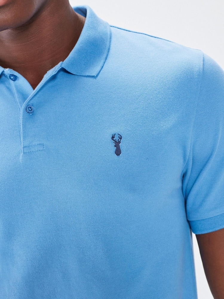 Blue Cornflower Regular Fit Short Sleeve Pique Polo Shirt - Image 4 of 5