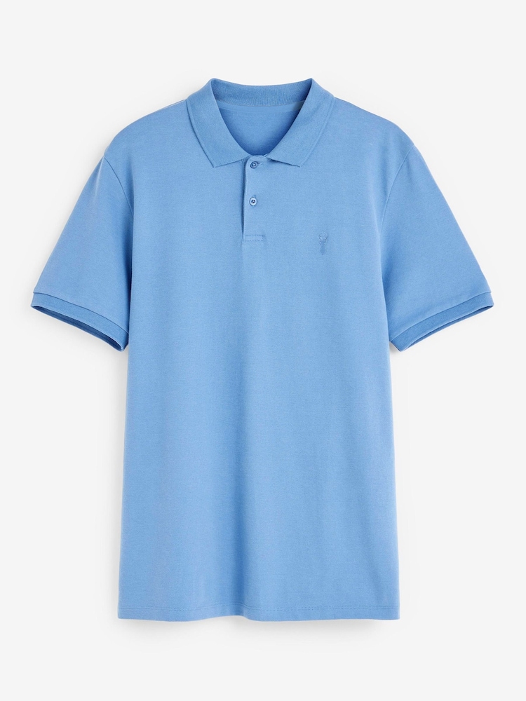 Blue Cornflower Regular Fit Short Sleeve Pique Polo Shirt - Image 5 of 5