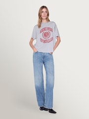 ANINE BING Grey Cade Collegiate Graphic T-Shirt - Image 1 of 5