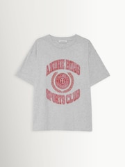 ANINE BING Grey Cade Collegiate Graphic T-Shirt - Image 4 of 5