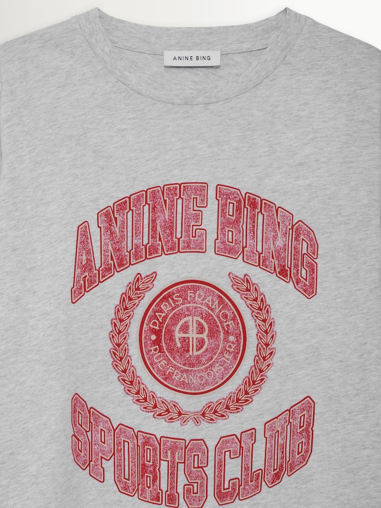 ANINE BING Grey Cade Collegiate Graphic T-Shirt - Image 5 of 5