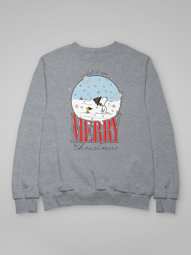 All + Every Grey Peanuts Snow Globe Merry Christmas Sweatshirt - Image 4 of 4 All + Every Grey Peanuts Snow Globe Merry Christmas Sweatshirt - Image 4 of 4