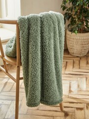 Sage Green Snuggle Teddy Fleece Throw - Image 1 of 5