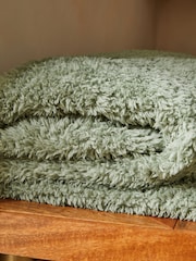 Sage Green Snuggle Teddy Fleece Throw - Image 2 of 5