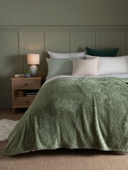 Sage Green Snuggle Teddy Fleece Throw - Image 4 of 5