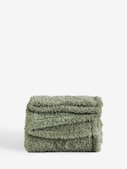 Sage Green Snuggle Teddy Fleece Throw - Image 5 of 5