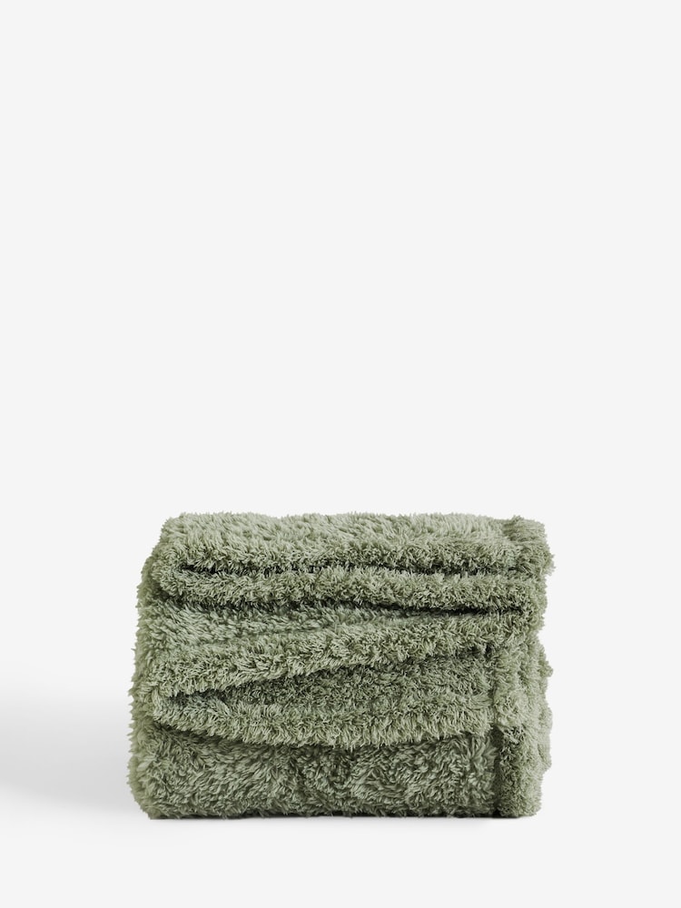 Sage Green Snuggle Teddy Fleece Throw - Image 5 of 5