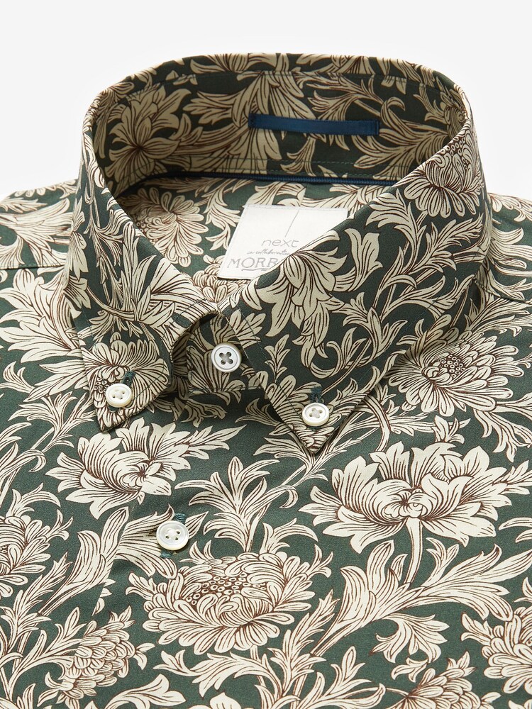 Chrysanthemum Slim Fit Short Sleeve Morris & Co. at Next Signature Print Shirt - Image 6 of 6