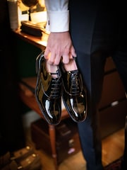 Loake Black Patent Oxford Dress Shoes - Image 1 of 5