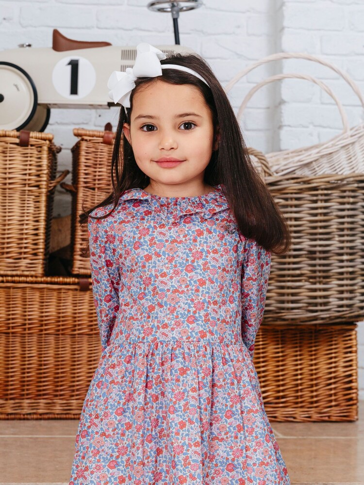 Trotters London Liberty Print Red Floral Theresa Cotton Willow Dress - Image 1 of 5 Trotters London Liberty Print Red Floral Theresa Cotton Willow Dress - Image 1 of 5