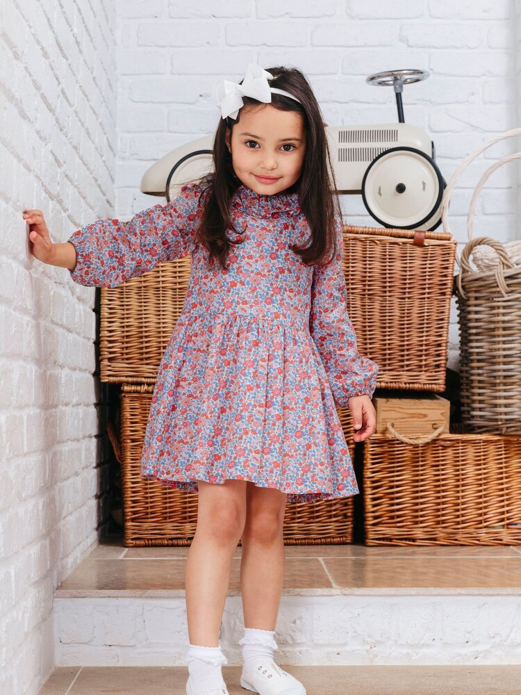 Trotters London Liberty Print Red Floral Theresa Cotton Willow Dress - Image 2 of 5