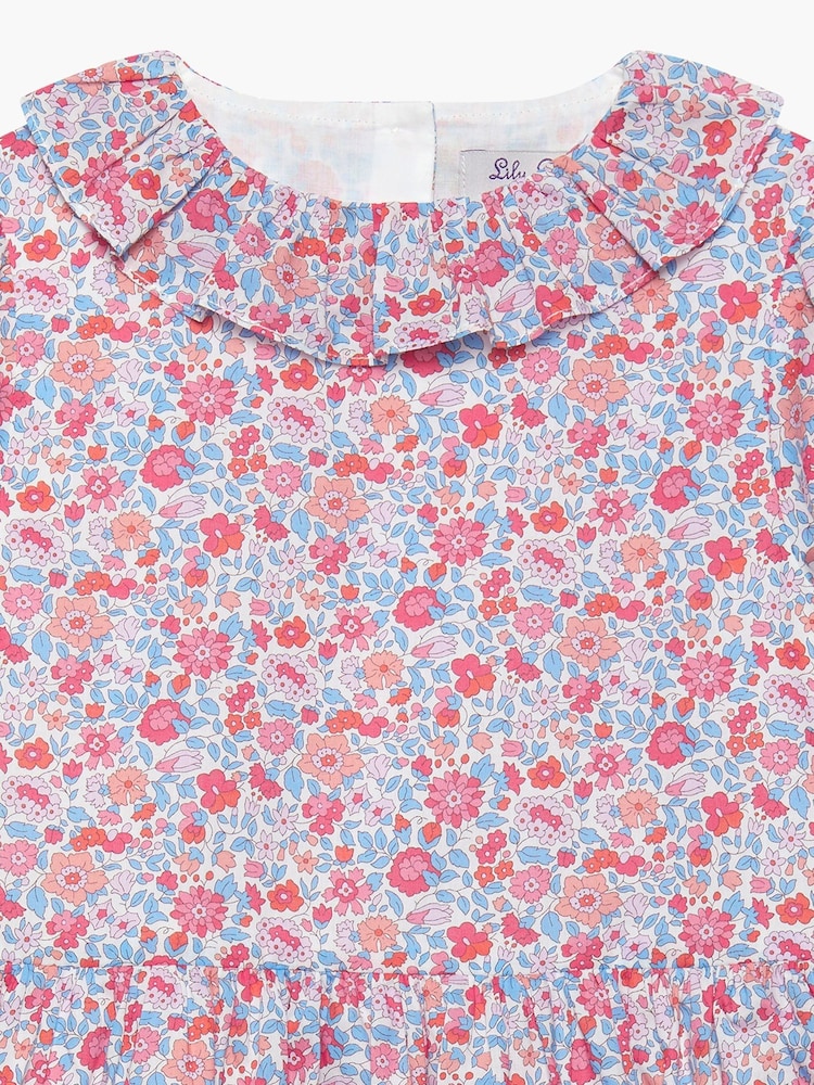 Trotters London Liberty Print Red Floral Theresa Cotton Willow Dress - Image 5 of 5