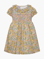 Trotters London Yellow Liberty Print Lemon Elysian Day Smocked Cotton Dress - Image 1 of 3