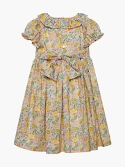Trotters London Yellow Liberty Print Lemon Elysian Day Smocked Cotton Dress - Image 2 of 3