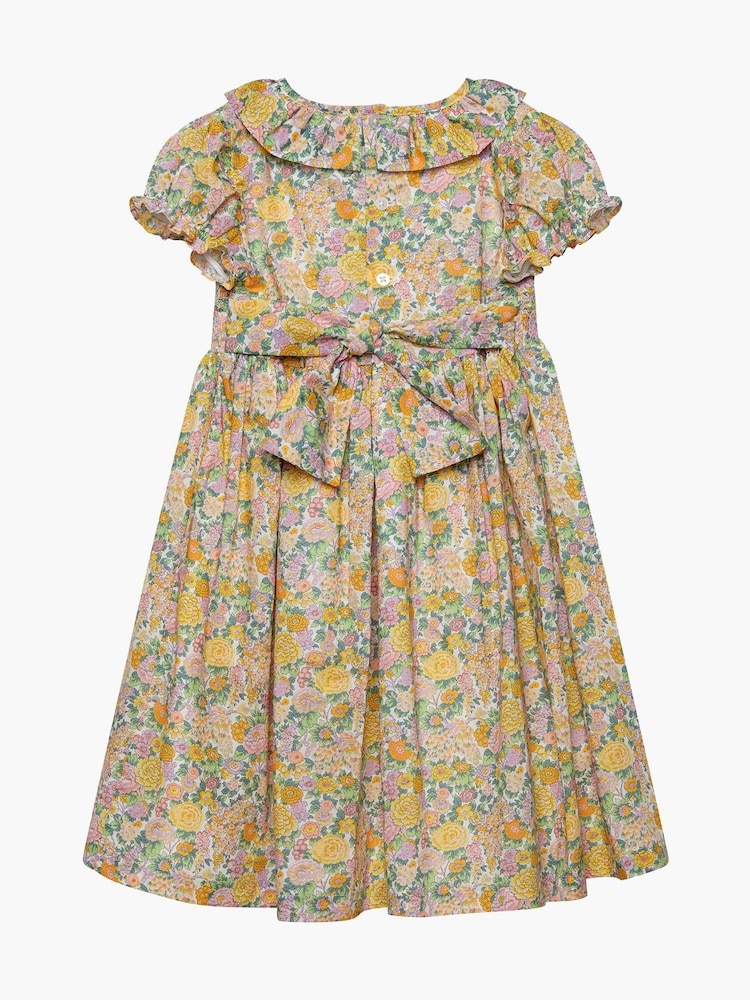 Trotters London Yellow Liberty Print Lemon Elysian Day Smocked Cotton Dress - Image 2 of 3