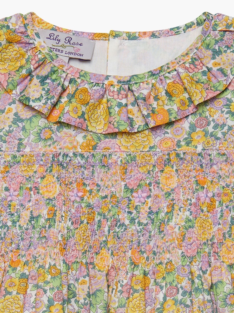Trotters London Yellow Liberty Print Lemon Elysian Day Smocked Cotton Dress - Image 3 of 3