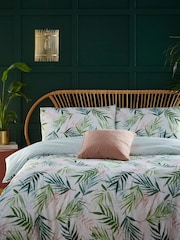 furn. Green Bali Palm Reversible Jungle Botanic Duvet Cover and Pillowcase Set - Image 1 of 3