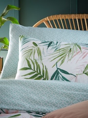 furn. Green Bali Palm Reversible Jungle Botanic Duvet Cover and Pillowcase Set - Image 3 of 3