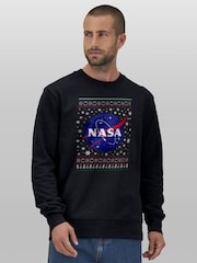All + Every Black The NASA Classic Insignia Christmas Knit Pattern Sweatshirt - Image 1 of 4