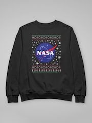 All + Every Black The NASA Classic Insignia Christmas Knit Pattern Sweatshirt - Image 4 of 4