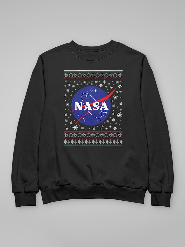 All + Every Black The NASA Classic Insignia Christmas Knit Pattern Sweatshirt - Image 4 of 4