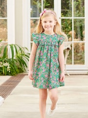 أخضر - فستان طبعة Liberty قطن 100% Betsy من Trotters London - صورة 1 من 4
