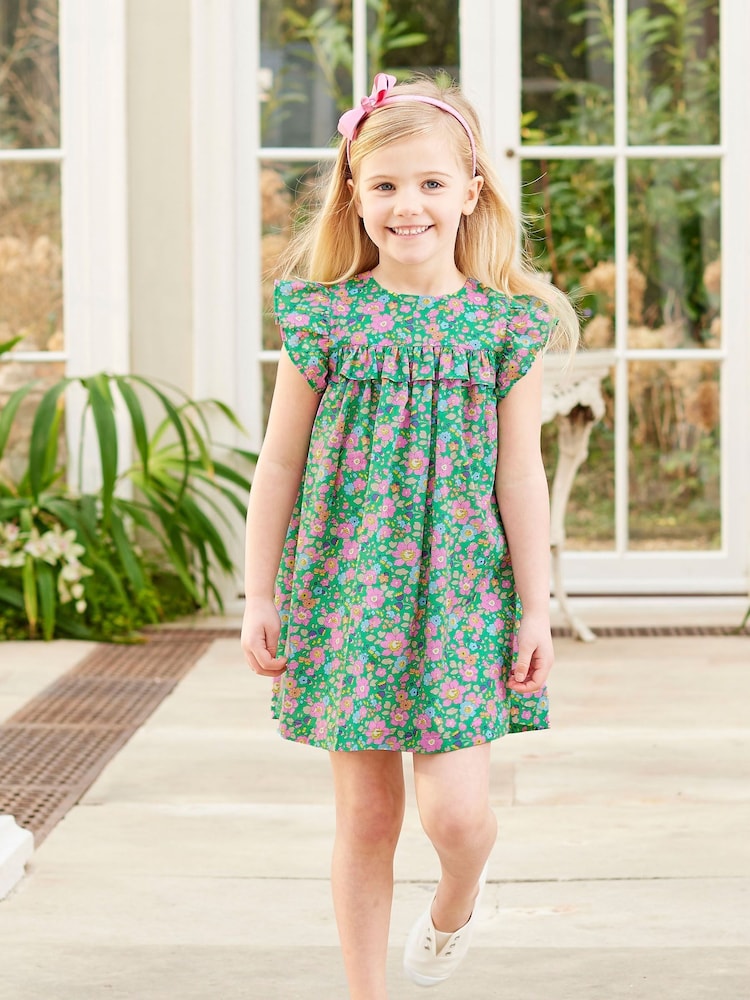 أخضر - فستان طبعة Liberty قطن 100% Betsy من Trotters London - صورة 1 من 4
