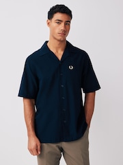 Fred Perry Crepe Cotton Textured Short Sleeve Resort Shirt - Image 1 of 5