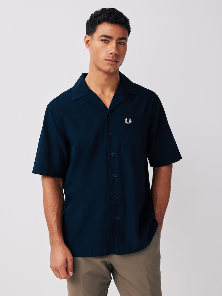 Fred Perry Crepe Cotton Textured Short Sleeve Resort Shirt - Image 1 of 5