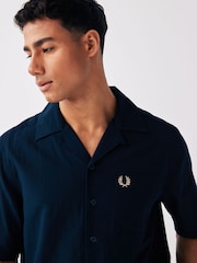 Fred Perry Crepe Cotton Textured Short Sleeve Resort Shirt - Image 3 of 5
