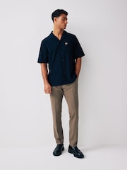 Fred Perry Crepe Cotton Textured Short Sleeve Resort Shirt - Image 4 of 5