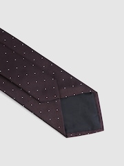 Reiss Burgundy Liam Polka Dot Silk Tie - Image 4 of 5