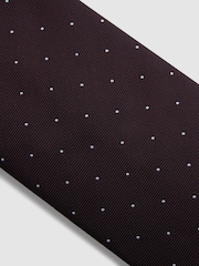 Reiss Burgundy Liam Polka Dot Silk Tie - Image 5 of 5
