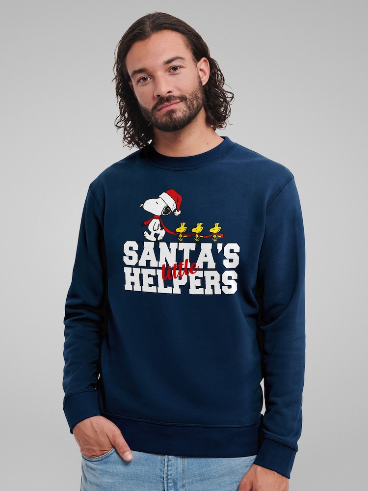 All + Every Blue Peanuts Snoopy Woodstock Little Helpers Sweatshirt - Image 1 of 4 All + Every Blue Peanuts Snoopy Woodstock Little Helpers Sweatshirt - Image 1 of 4