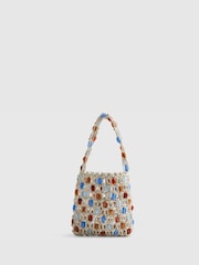 River Island Cream Del Maar Beaded Flower Crochet Bag - Image 3 of 5