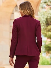 Sosandar Burgandy Shawl Collar Blazer - Image 2 of 5