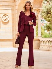 Sosandar Burgandy Shawl Collar Blazer - Image 3 of 5