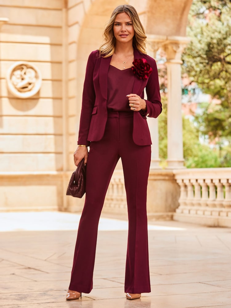 Sosandar Burgandy Shawl Collar Blazer - Image 3 of 5