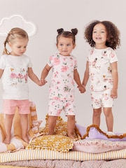 Pink/Cream Fairy Short Pyjamas 3 Pack (9mths-10yrs) - Image 1 of 11