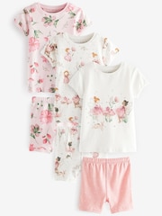 Pink/Cream Fairy Short Pyjamas 3 Pack (9mths-10yrs) - Image 7 of 11