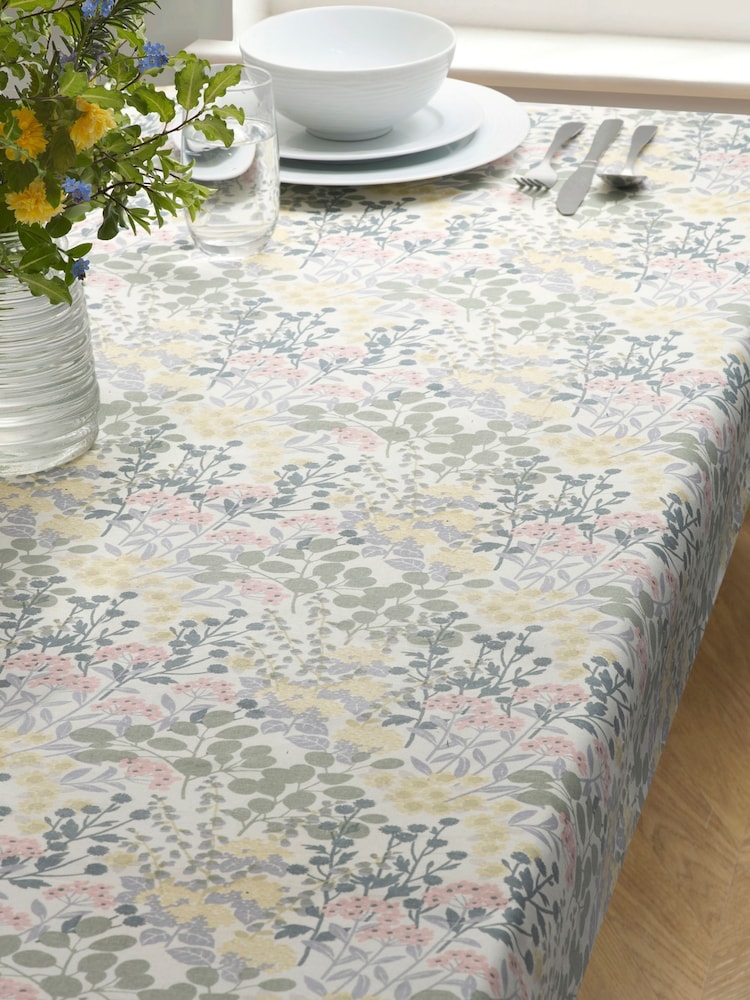 Nordic Esme Floral Wipe Clean Table Cloth With Linen - Image 1 of 2