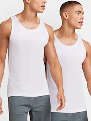 White Pure 100% Cotton Vests 2 Pack - Image 1 of 8
