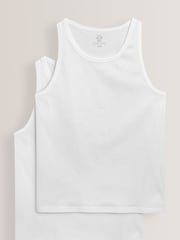 White Pure 100% Cotton Vests 2 Pack - Image 5 of 8