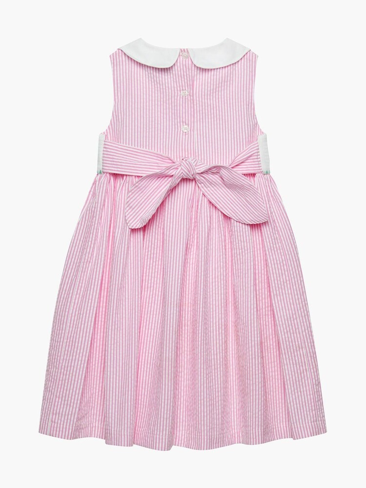 Trotters London Pink Stripe Tweetie Bird Smocked Cotton Dress - Image 2 of 3